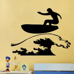 Личность Сёрфинг игры человек винил Наклейки на стену для мальчиков детская комната Спорт обои Домашний Декор настенной надписи Домашний