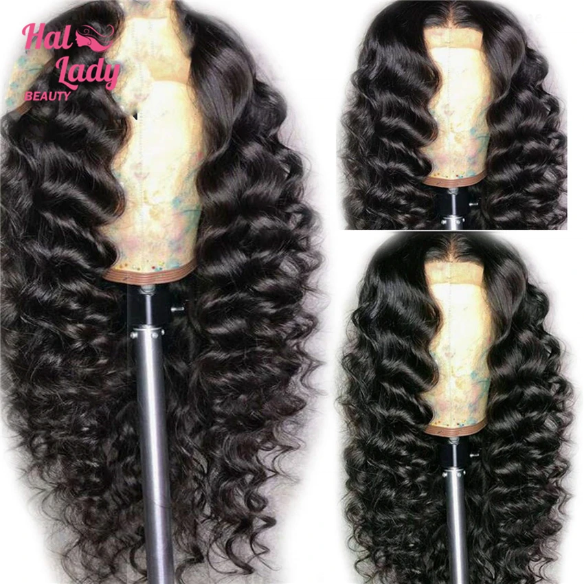 Halo Lady beauty 13x4 свободные волнистые парики из натуральных волос на кружеве для черных женщин перуанские не Реми волосы на кружеве парик с