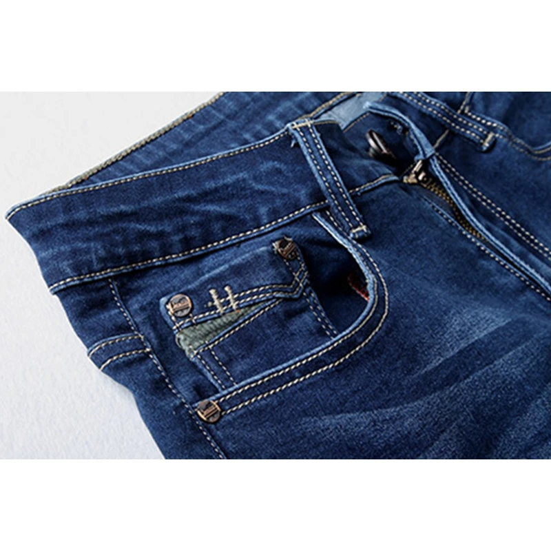 Размера плюс 28-46 новые мужские модные синие джинсы повседневные тонкие Стрейчевые джинсы классические из денима брюки обтягивающие брюки высокого качества