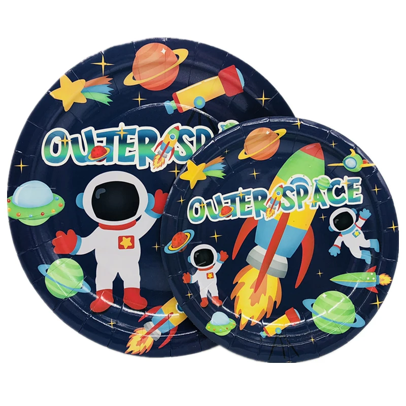 

Omilut 8pcs Outer Space Party Disposable Tableware Set Outer Space 1th Astronaut Baby Shower Boy Birthday Decor Supplies