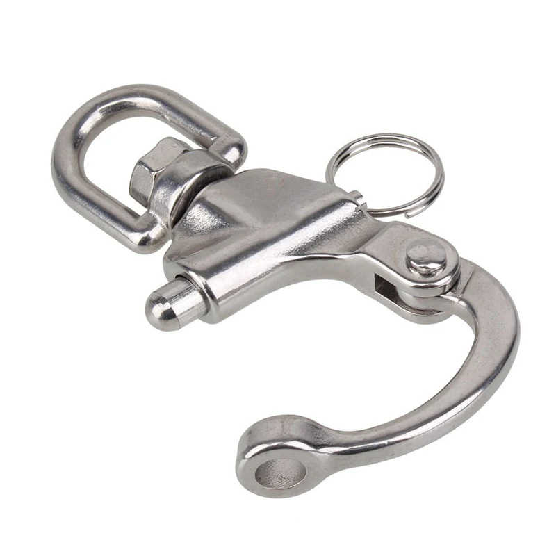 

87mm Stainless Steel Swivel Snap Shackle Eyelet Shackles with D Ring Marine Boat Rigging Hardware LB88