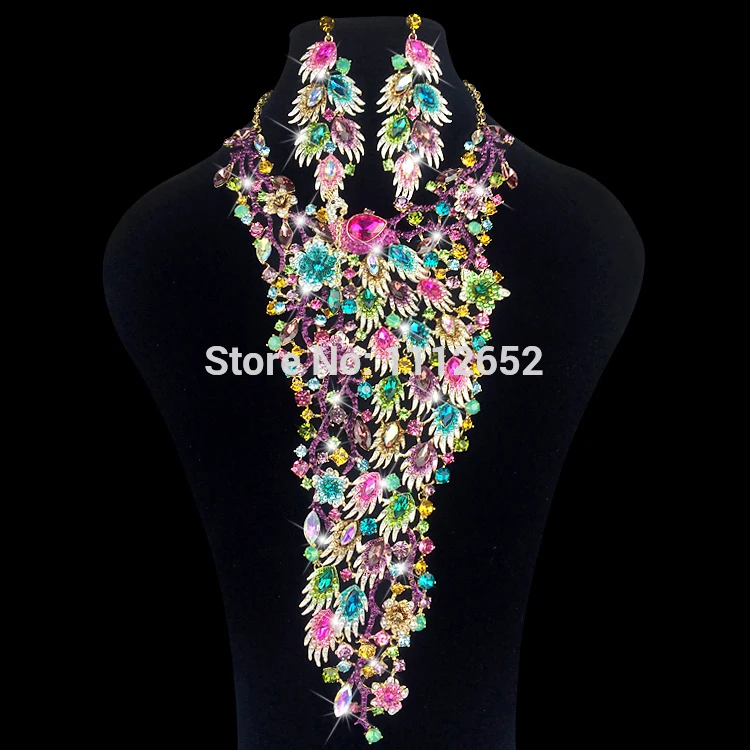 Luxury Bridal Jewelry Sets Gorgeous Peacock Bird Rhinestones Necklace Earrings For Brides Wedding Prom Dress Costume Accessories Luxury Bridal Jewelry Sets Gorgeous Peacock Bird Rhinestones Necklace Earrings For Brides Wedding Prom Dress Costume Accessories