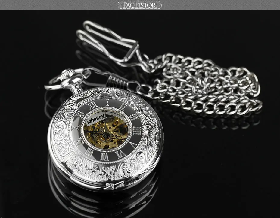 Пехота карманные часы механические цельнометаллический Алхимик Скелет карманные часы Для мужчин стимпанк Цепочки и ожерелья брелок часы