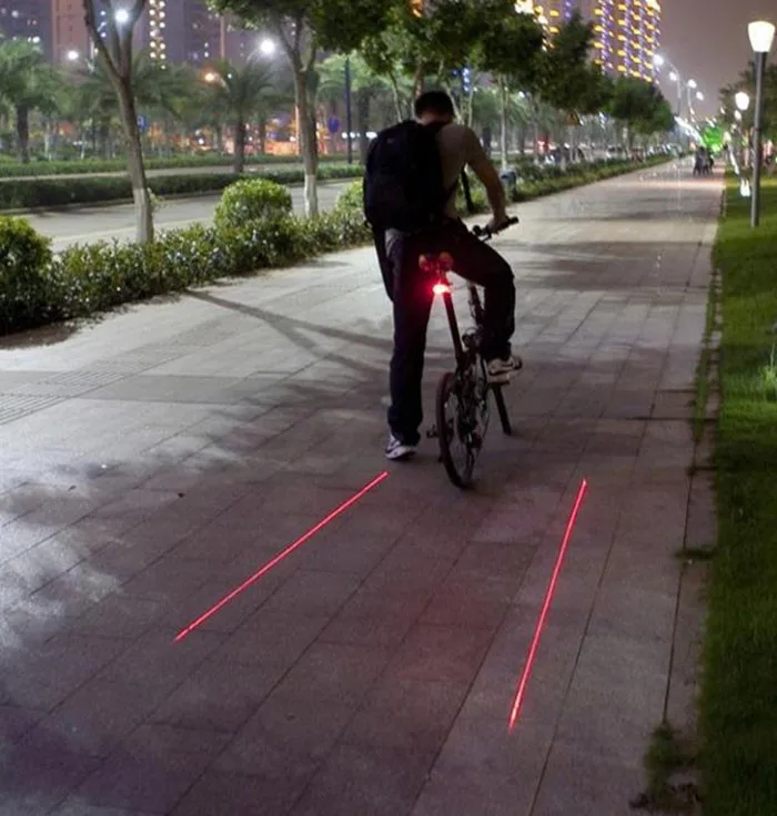 Perfect Cycling Bike Bicycle 2 Laser Projector Red Lamp Beam and 3 LED Rear Tail Lights Waterproof keeping distance add safety 5
