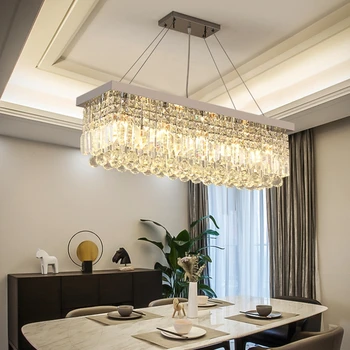 

LED Rectangular crystal chandelier Kitchen Dining room Restaurant maria theresa crystal chandelier Hall Hotel Luxury Chandelier