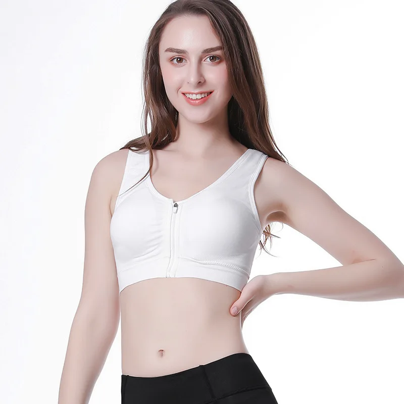 Women Sexy Bras Seamless Push Up Bra Front Zipper with Pads Wire Free Shockproof Underwear Plus Size Sleeping Bra Sport Lingerie - Цвет: White(with zipper)