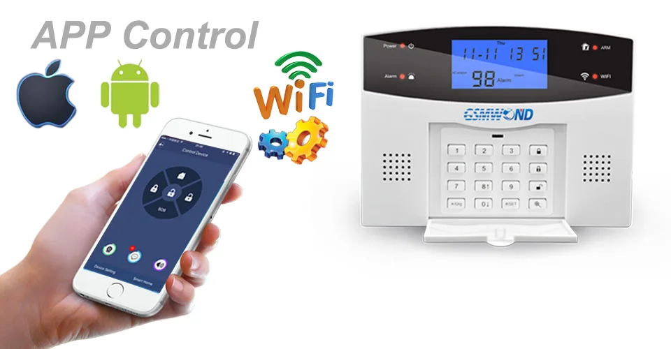 Sistema de Alarme do Assaltante Alarme de Segurança Mhz sem Fio Wifi Pstn Casa Sensor Detector Gravação Discagem Automática Ios Android App Gsm 433 8 controller control