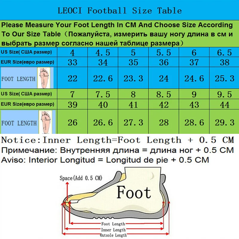LEOCI zapatos de fútbol para hombre zapatillas deportivas de interior botas de fútbol botas de futbol chuteiras niños adultos TF/FG zapatillas deportivas