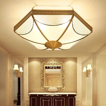 

European-style simple copper ceiling lamp living room dining room bedroom lamp balcony study retro ceiling lamp TA91812A