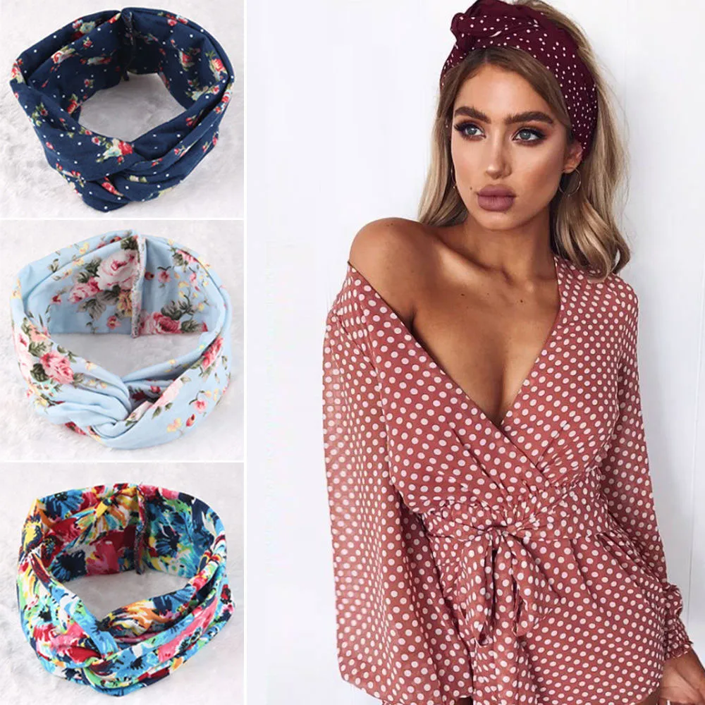 

hair bands for women ozdoby do wlosow Ladies Twist Knot Pattern Headband Elastic Head Wrap Turban Hair Band Flower 1186