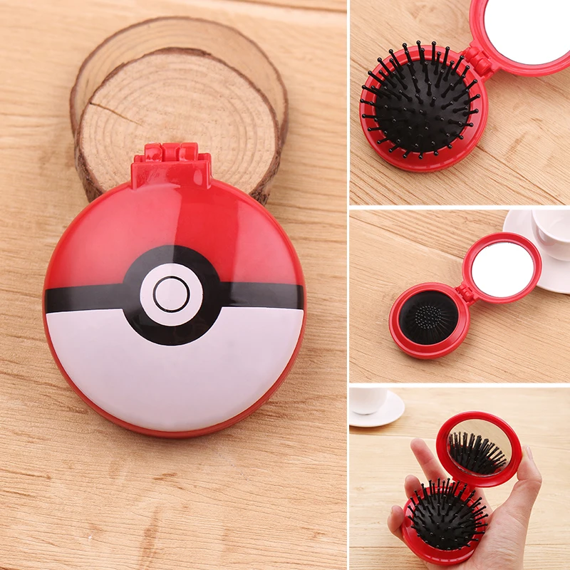 

Pokemon Balls Comb in Poke Ball Cute Pokemon Elf Ball Portable Mirror Massage Comb Makeup Mirror Collection Gift