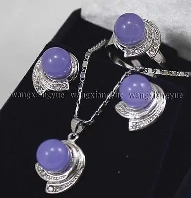 

Lavender Alexandrite Earrings & Ring & Necklace Pendant Set>>18K gold plated watch wholesale Quartz stone CZ crystal SD354 UY6