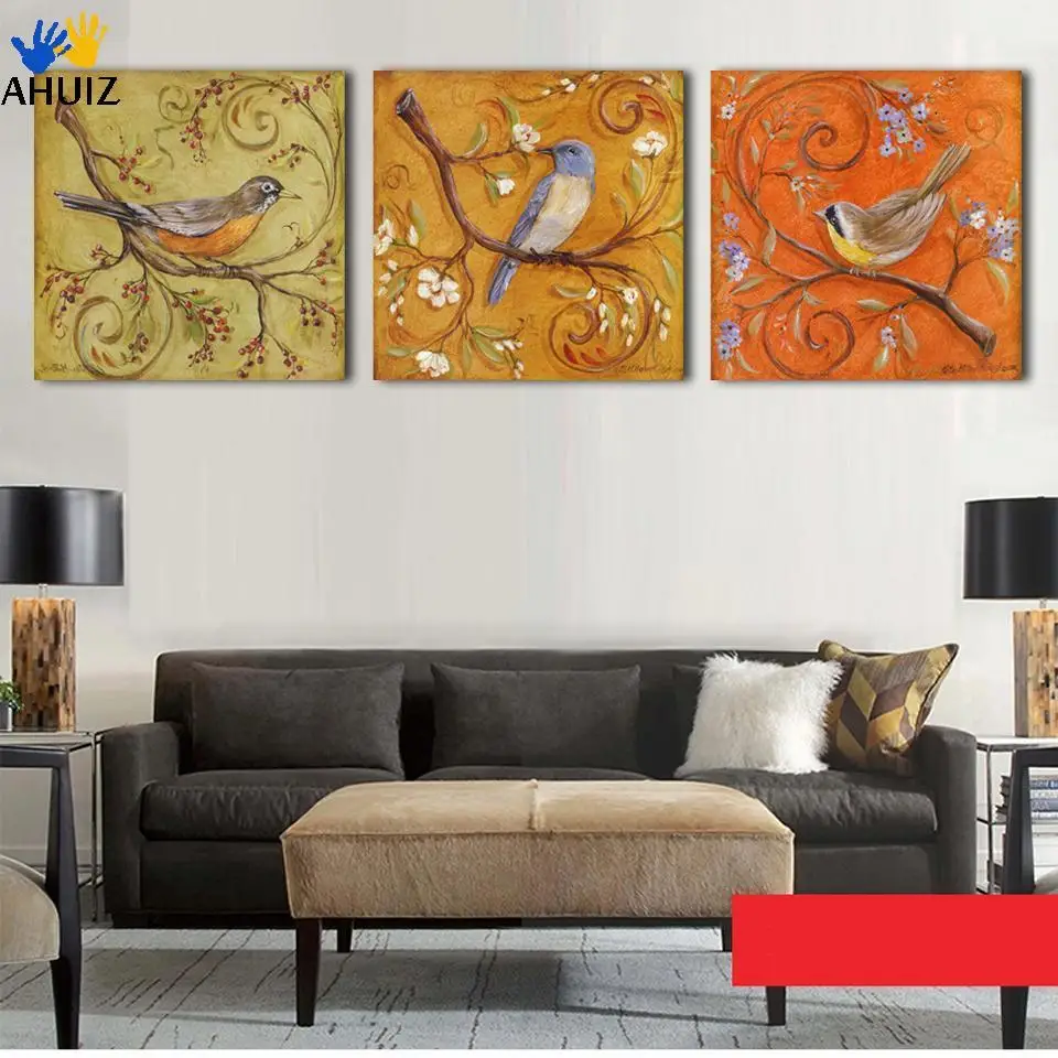 Wall Art Canvas Asda : Piece abstract birds antique paintings printed painting