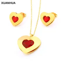XUANHUA циркония сердце Ювелирные наборы из нержавеющей стали ювелирные изделия женщина мода ожерелье и набор сережек Подарки для женщин аксессуары
