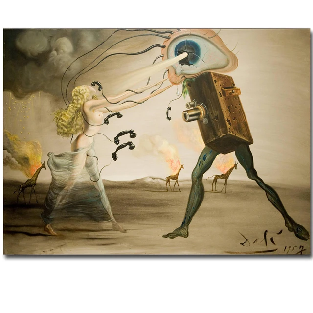 salvador dali surrealism abstract painting huge size art vintage salvador dali painting