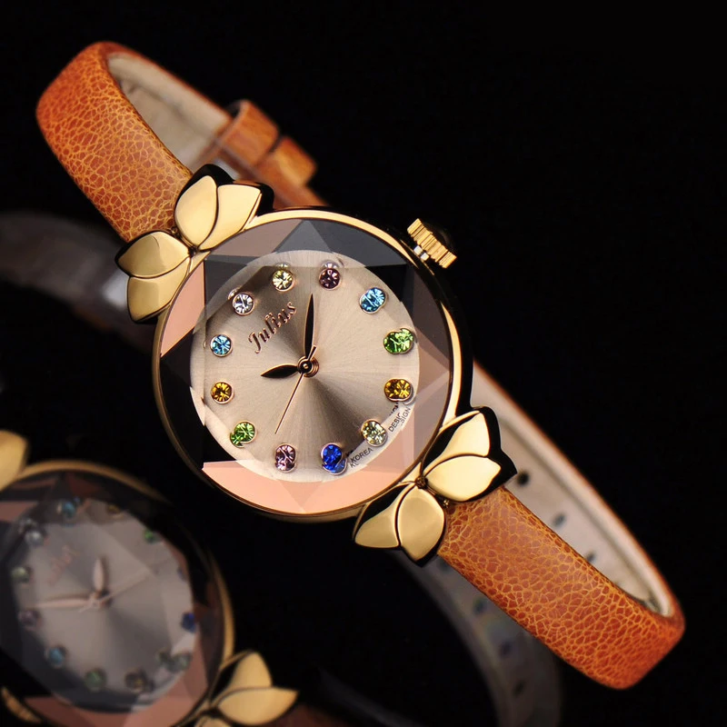 Prix pour Dame Montre-Bracelet À Quartz Femme Heures Best Dress Fashion Corée Bracelet de Cuir de Marque Cristal Multicolore Noeud Julius Boîte 627 Prix pour Dame Montre-Bracelet À Quartz Femme Heures Best Dress Fashion Corée Bracelet de Cuir de Marque Cristal Multicolore Noeud Julius Boîte 627