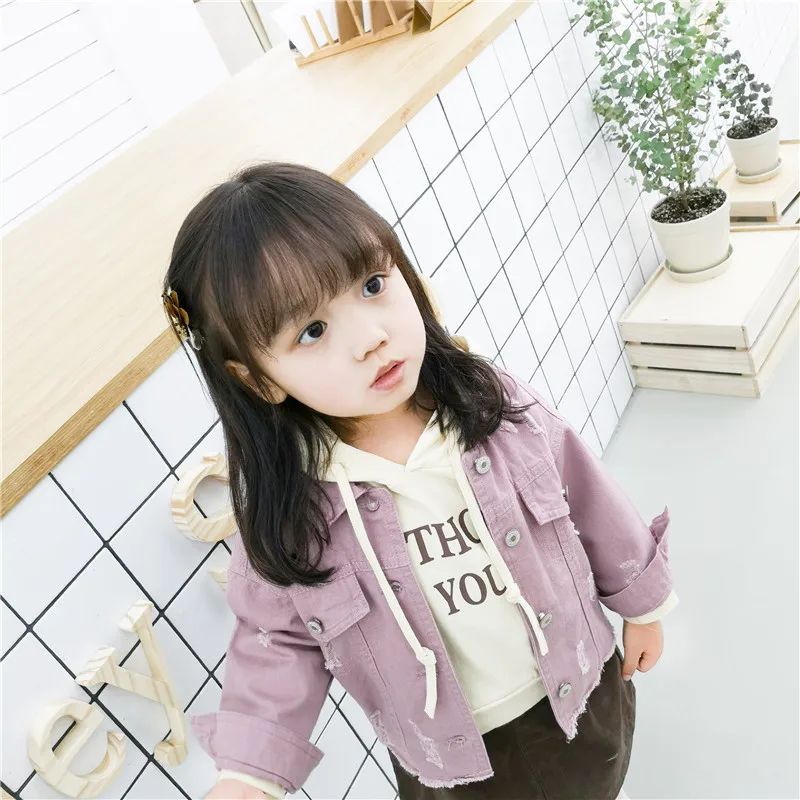 Children Girls Jackets Kid Long Sleeves Turn-down Collar single breast Coats Girl white Denim Outerwear Kids Clothes Hot sale (23)