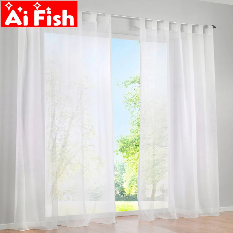 Window Curtain Solid White Tulle With Tab Top Curtain Window Tulle Fabric Curtain For Living Room Treatment Sheer Panels My008 4 Curtains Aliexpress