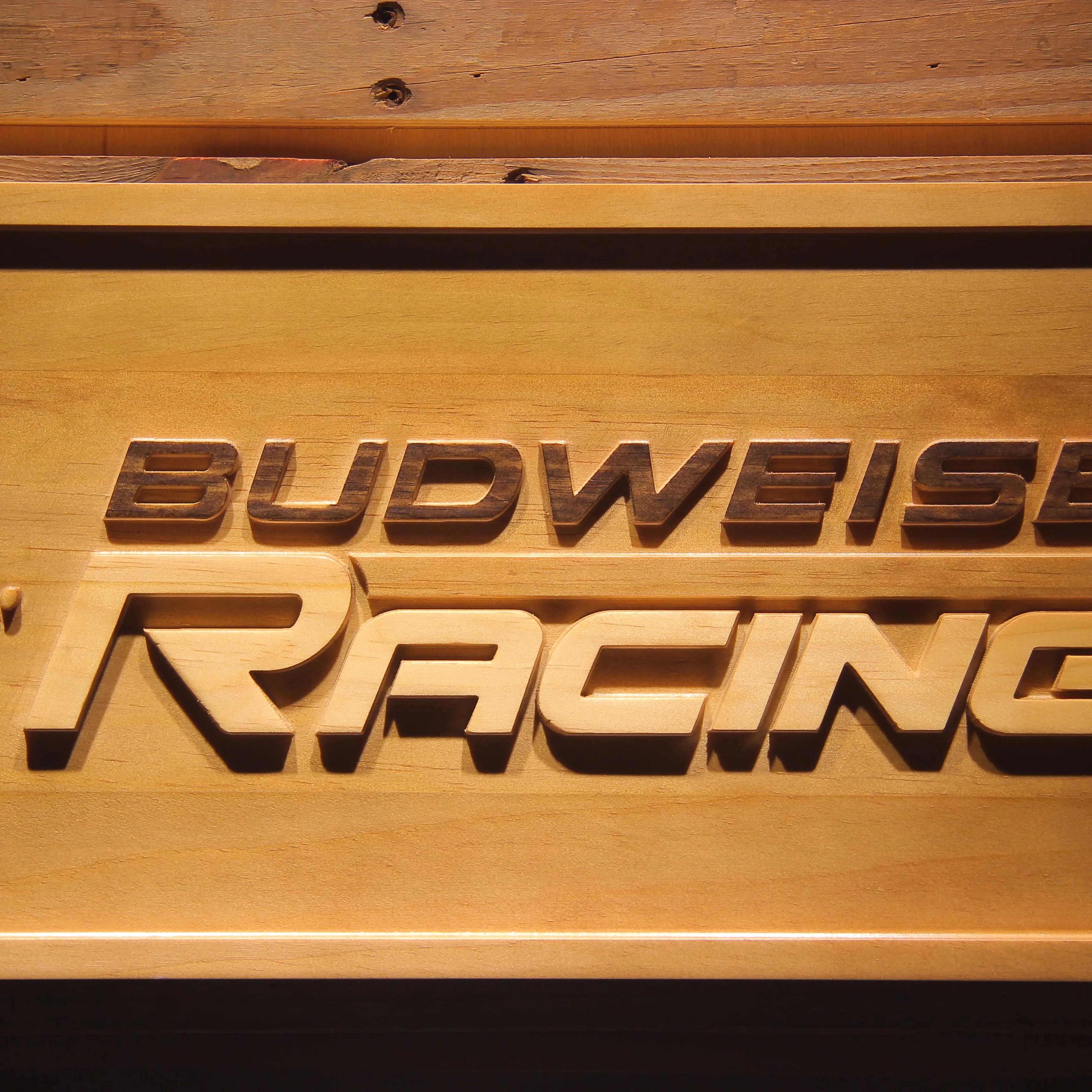Budweiser гоночный автомобиль 3D деревянные знаки бар