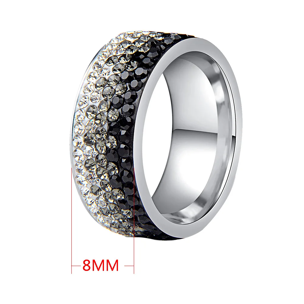 Chanfar Full Crystal Ring 6 7 8 9 10 Sizes Love Wedding Rings Women Romantic Stainless Steel Ring Charm Jewelry wedding rings womens ring finger rings jewelry rings ring jewelry