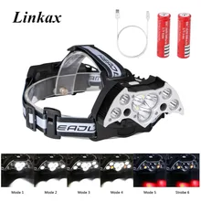 High Power Scheinwerfer Taschenlampe Lampe Frontale 7 * XML-T6 Led + 2 * XPE LED USB Lade Wasserdichte Kopf Taschenlampe fahrrad Scheinwerfer