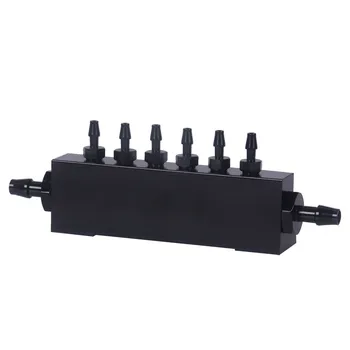 

235mm*65mm*65mm Aluminum Turbo Wastegate Bosst Vacuum Intake Manifold 6 Port 1/8 NPT Black