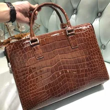 Высокая глянцевая shinnny натуральная для мужчин из крокодиловой кожи бизнес сумка для ноутбука в кодовый замок ключ Мужская brifecase Сумка в деловом стиле