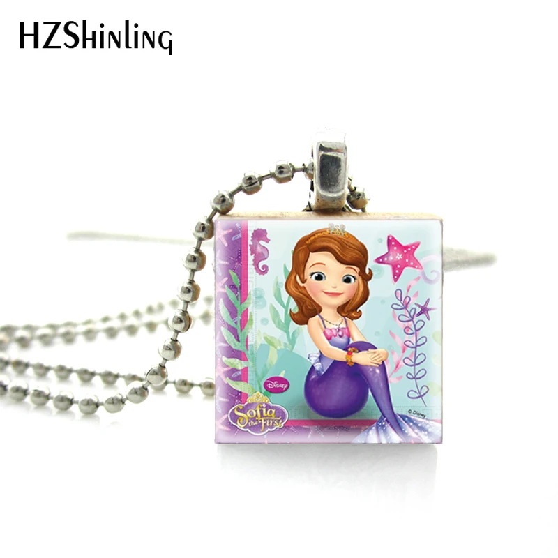 

2018 New Arrival Fashion Scrabble Art Pendant 'How to Draw Princess Sofia from Sofia The First' Role Photos Wooden Tile Necklace