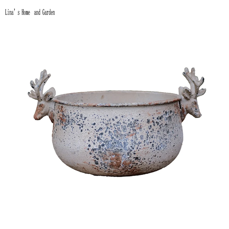 

Newly Mgo cast iron beautiful handmade rustic retro flower pots planters