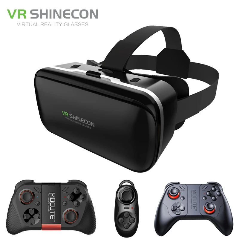 Shinecon 6,0 VR Виртуальная реальность 3D очки гарнитура шлем для 4 6 дюймов смартфон VR Google картон с геймпадом джойстик