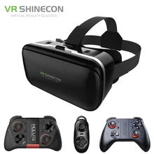 Shinecon 6.0 VR Virtual Reality 3D Glasses Headset Helmet for 4-6′ Smartphone Google Cardboard VR BOX with Gamepad Joystick