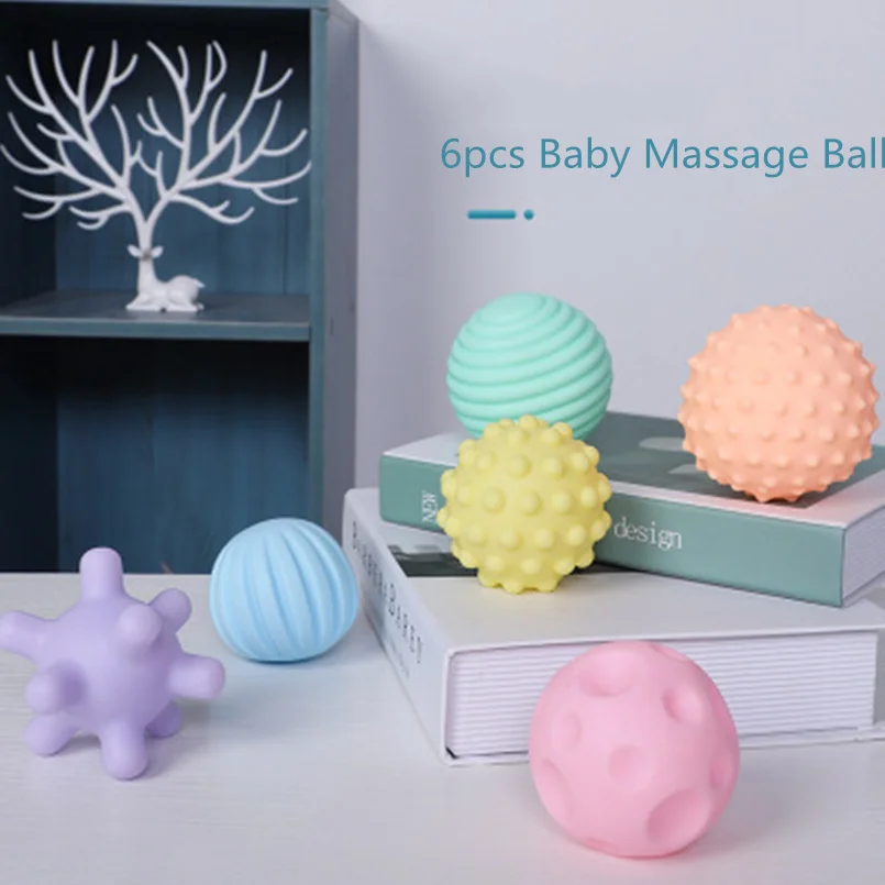 

6pcs Textured Multi Ball Baby Set Develop Tactile Senses Toy Baby Touch Hand Teether Ball Training Massage Soft Stress Balls
