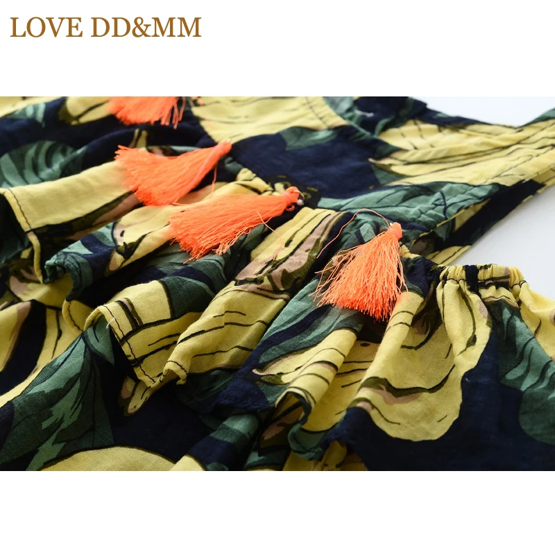 LOVE DD& MM/Одежда для девочек; платья; Новинка г.; летнее модное платье без бретелек с бахромой и принтом банана для девочек