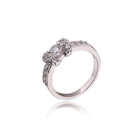 

White Gold Color Wedding Rings Round Cut White Clear CZ Zirconia Ring For Women,Free Shipping 2RW-12