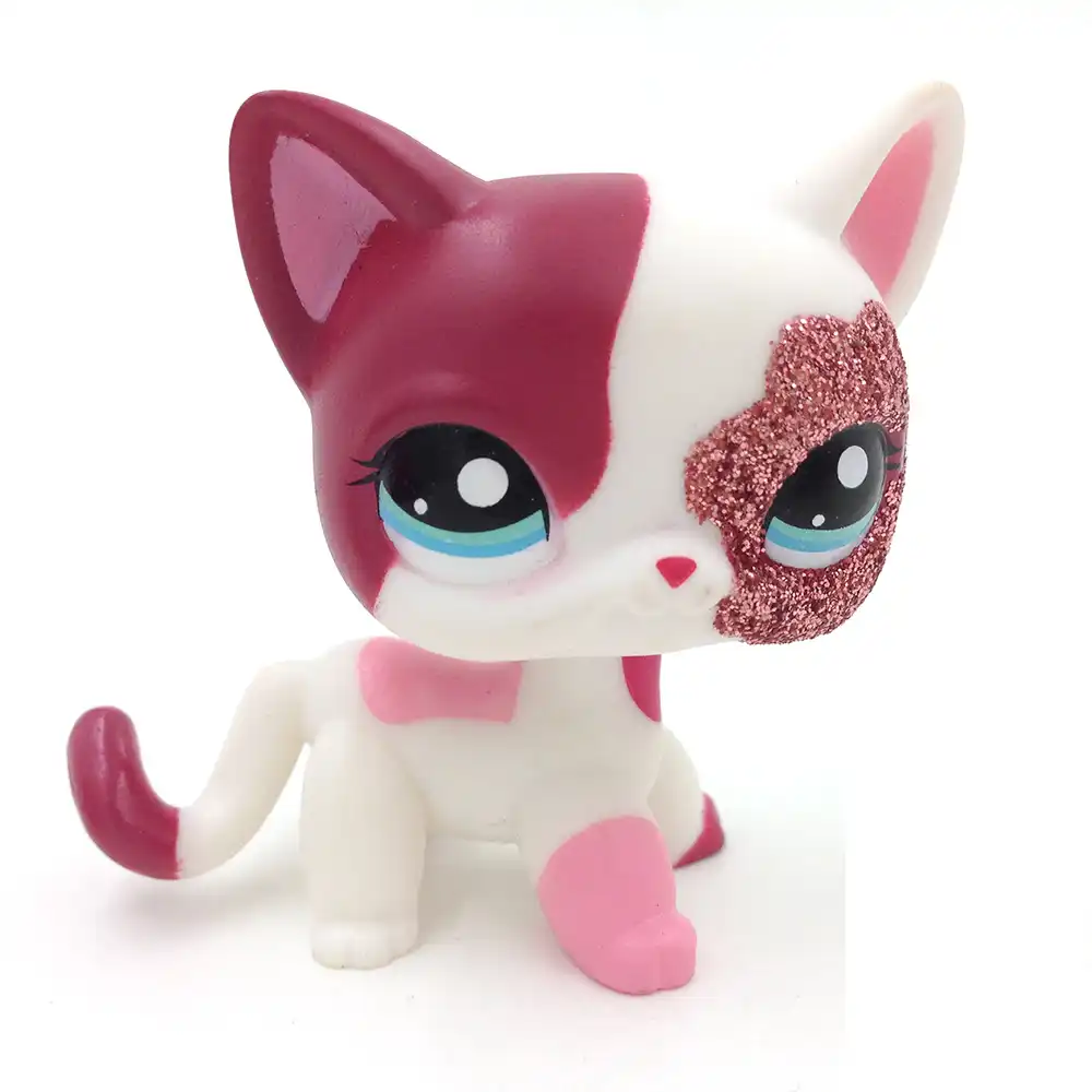 Pet Shop 2291 Cute Sparkle Kitty Cat Pink Short Hair Kid Girls Toys For Kids Girls Birthday Gift Collection Action Figures