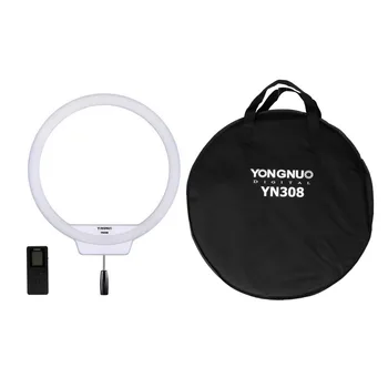 

YongNuo YN308 Selfie Ring LED Light 3200K~5500K Bi-Color Temperature LED Video Light Wireless Remote CRI95 with Handle Grip