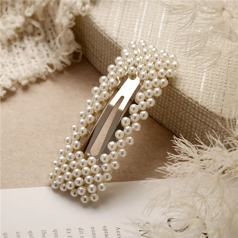 Yobest Fashion Pearl Hair Clip for Women Elegant Korean Design Snap Barrette Stick Hairpin Hair Styling Accessories