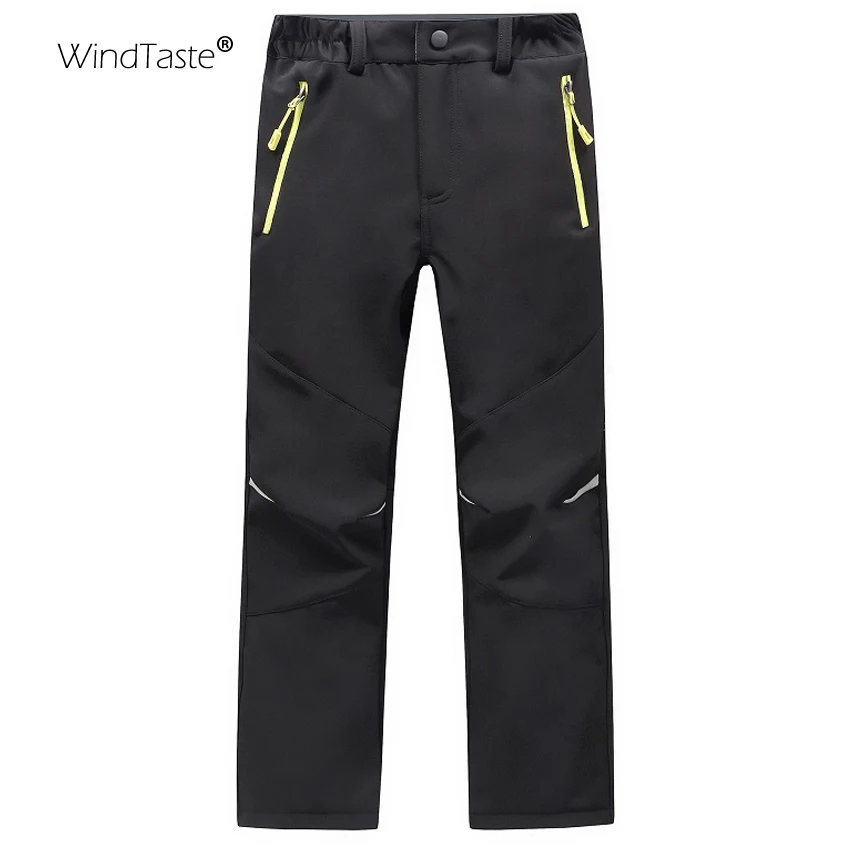 WindTaste Niño de lana de invierno Softshell pantalones de senderismo de la juventud niños resistente al agua al aire libre Camping senderismo esquí grueso Thousers KA078