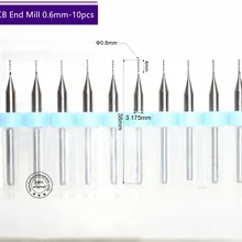 3,175 мм(1/8 '')* 0,6 мм, 10 шт., micro печатной платы Кукуруза фреза, твердосплавные ЧПУ сверло, Дерево инструмент, пластик, МДФ