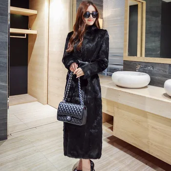 

S-6XL New Fashion Women Long Trench Coat Faux Fur Overcoat female High Imitation Mink Fur Coat Women Winter Clothes