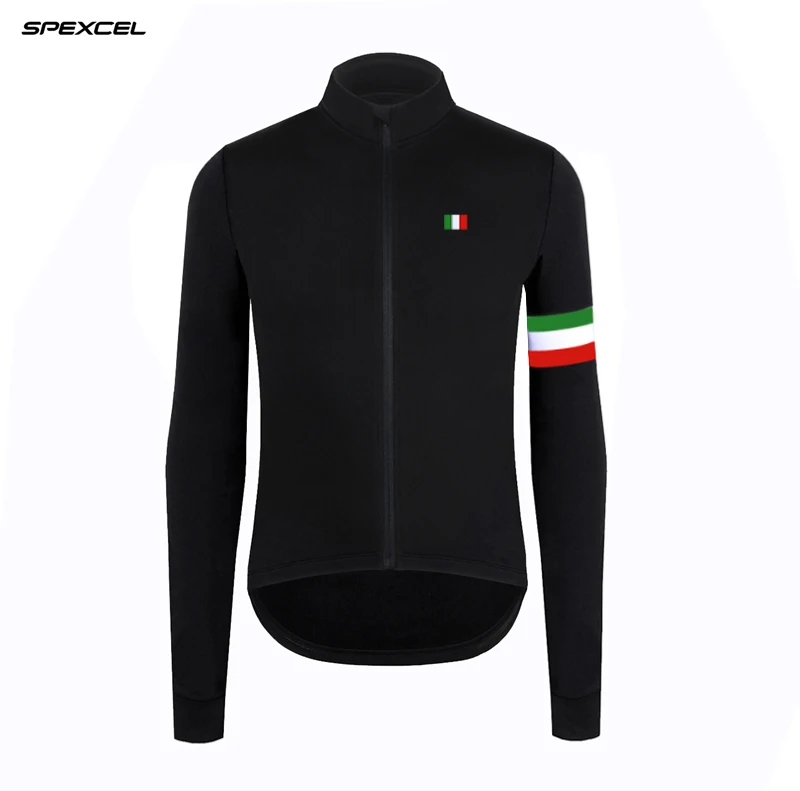 

2017 Spain France Italy Winter Thermal Fleece Cycling jersey long sleeve Bicycle clothes with embroidery flag slim tight fit