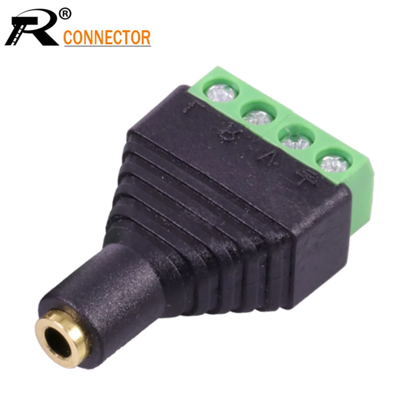 

1pc Video AV Balun 3.5mm 1/8"stereo female to AV Screw Terminal Stereo jack 3.5 mm female 4 pin Terminal Block Plug connector