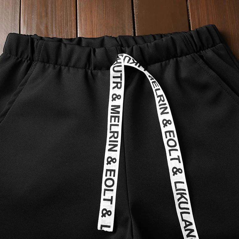 Men Set Elastic Waist Sportwear Ribbon Letter Print Sweatshirt White Hoodie+Pant Two Piece Set Casual Tracksuit Men Clothes 2018