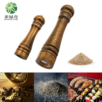 

DUOLVQI Oak Pepper Mill Wood Salt and Pepper Spice Mill Grinder Set Handheld Seasoning Mills Grinder Cooking BBQ Tools dioptr