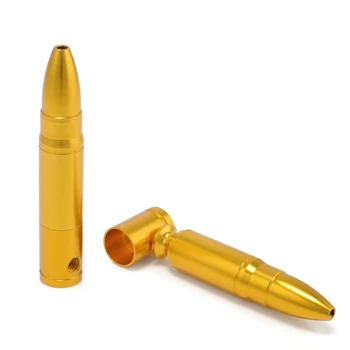 

10Pcs/lot Gold Mini Bullet Tobacco Pipe Portable Metal Fitting Snuff Narguile Hookah Accessories Gift Smoking Herb Pipes