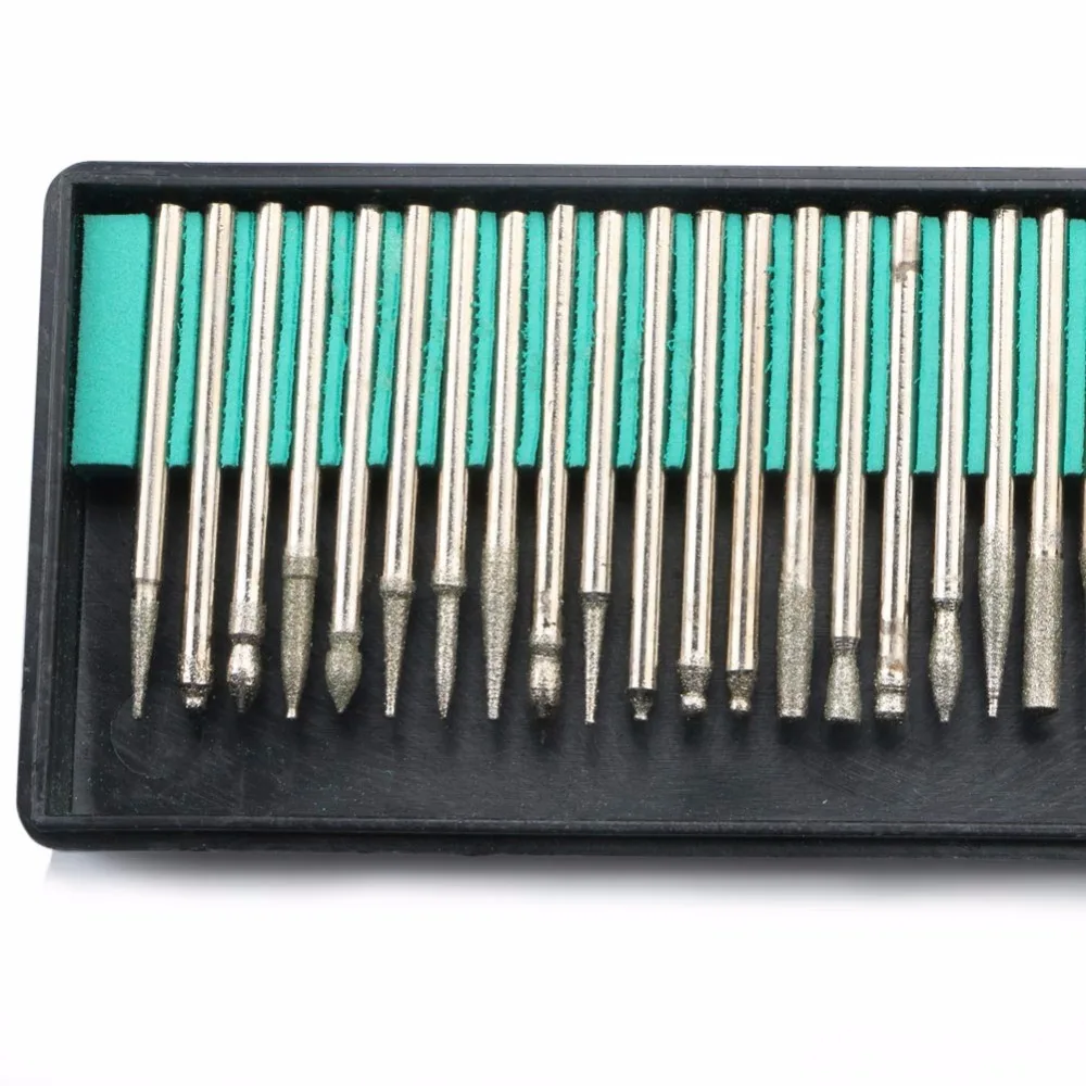30PCS Diamond Burr Glass Drill Bits 3mm for Engraving Rotary Tool Set