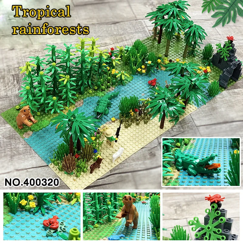 

Tropical Rain Forest Building Blocks Accessory Bricks Parts Kit Plants Tree Animal MOC GardenToy for Children