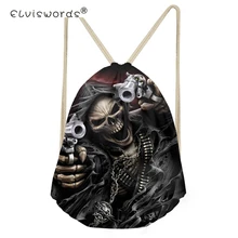 ELVISWORDS Punk 3D Azrael Skull Drawstring Bag for Boys Game Backpack Kids String Casual Men s