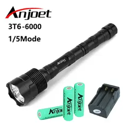 Anjoet комплекты 6000LM тактический фонарик XML 3T6 светодиодный T6 Охота самообороны факел свет лампы + 3x18650 Батарея + зарядное устройство EU/US