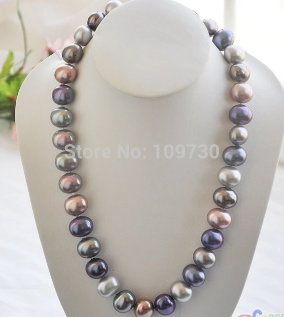 

Jewelr 003279 HUGE 16x19mm multicolor egg SOUTH SEA SHELL PEARL NECKLACE